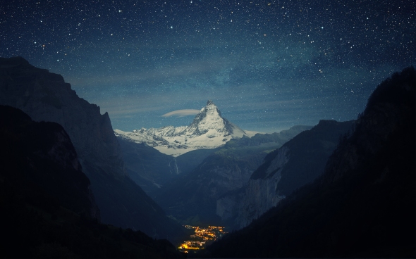 The Matterhorn as seen from the Lauterbrunnen valley. Digitally stitched by Dominic Kamp
