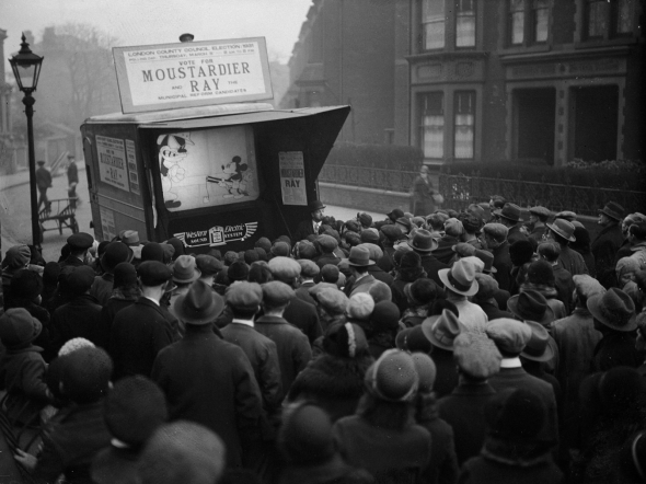Mickey Mouse in the election campaign London County Council to attract voters, February 26 1931, England by Fox Photos